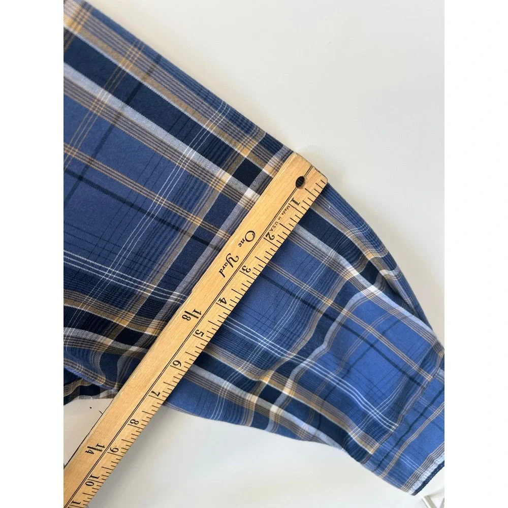 Wrangler‎ Rugged Wear Mens Blue Plaid Button Down Shirt XL RWL41MB